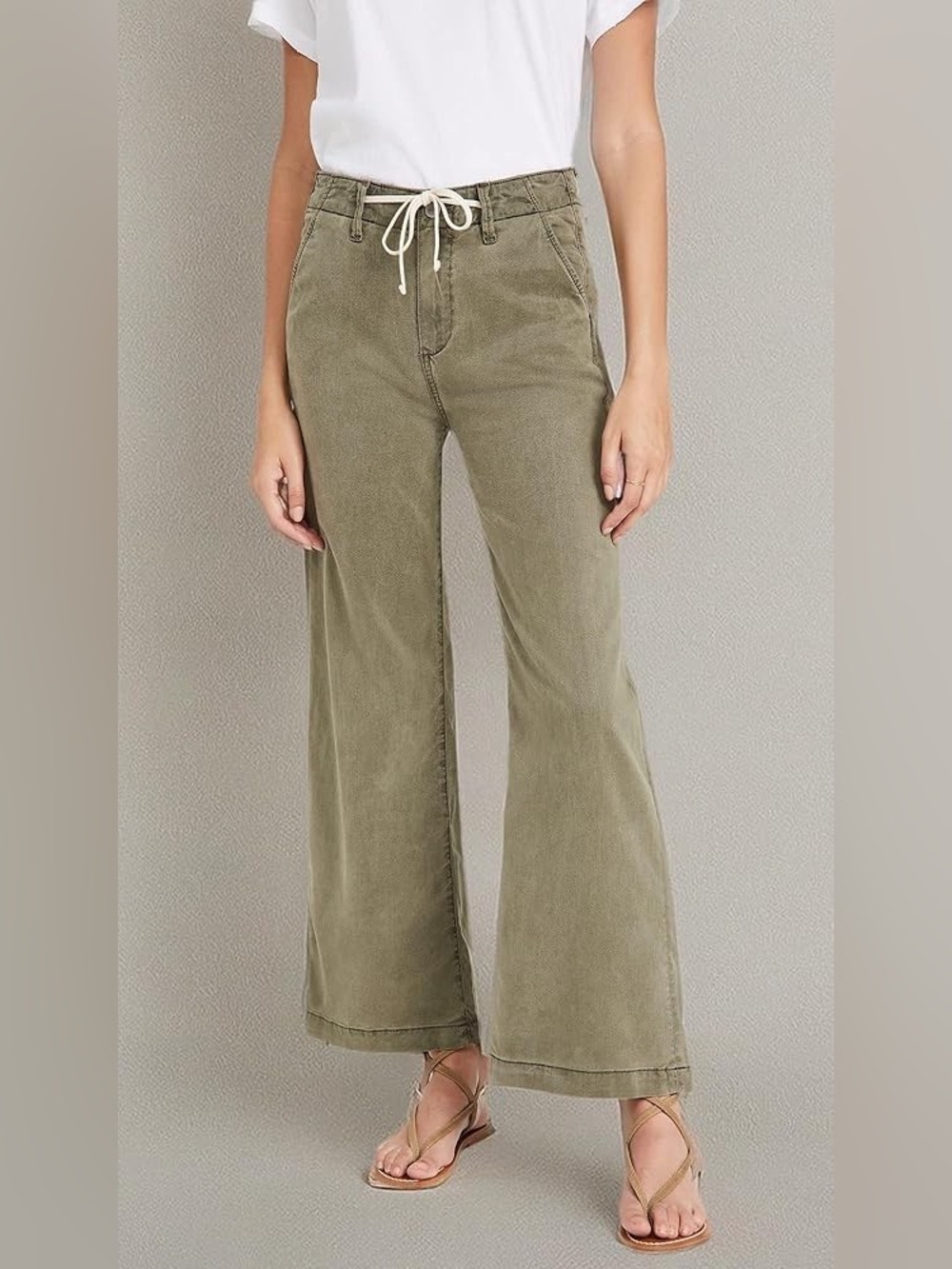 Paige Women's Carly High Rise Wide Leg Weekender Pant Vintage Green Size 30